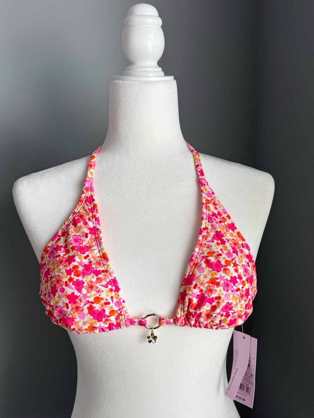Swim Bikini Top Pink Wild Fable Floral Orange Halter Target Colorwall Flower